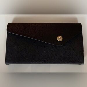 Henri Bendel Elegant Black Eyeglass Collapsible Gold Accent